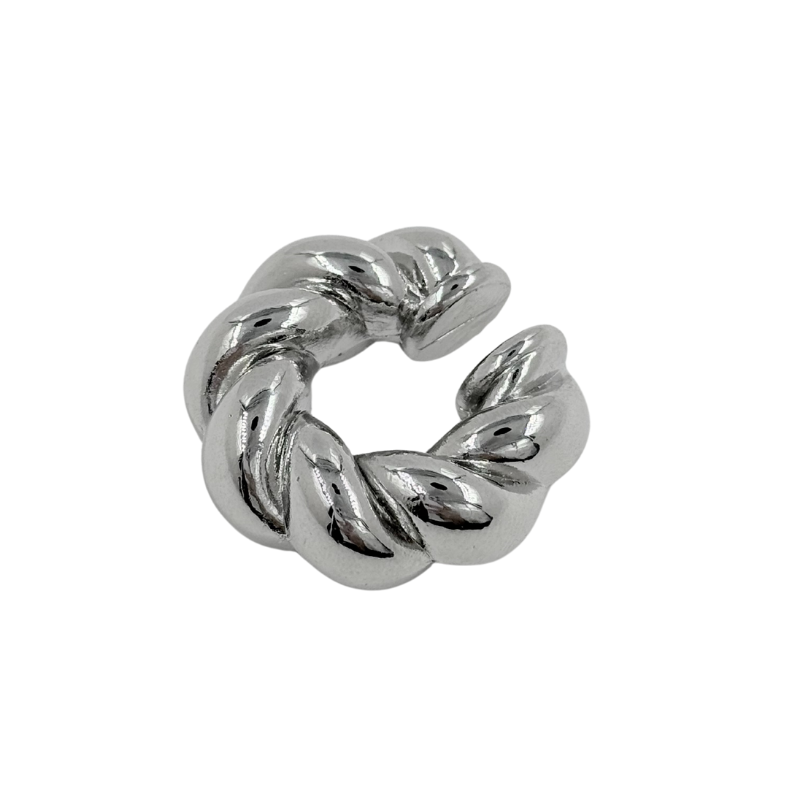 Earcuff entorchado plateado