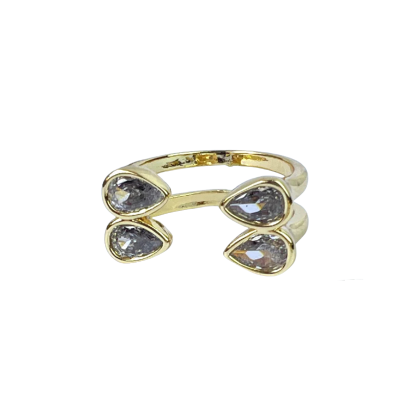 Imagen del producto: Anillo 4 gotas circón dorado