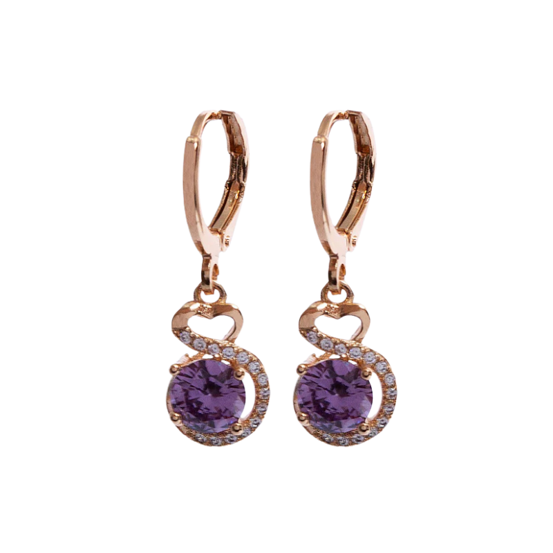 Imagen del producto: Aretes minicorazón circón morado