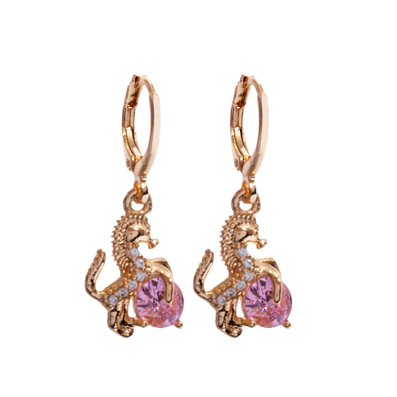 Imagen del producto: Aretes caballito con circón rosa