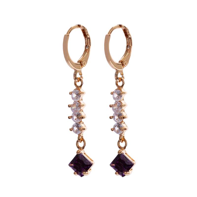 Imagen del producto: Aretes lineal rombo morado