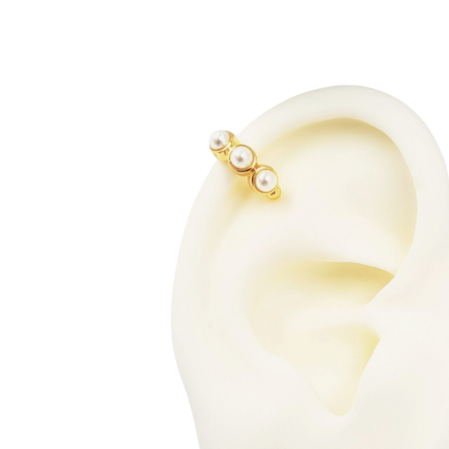 Imagen del producto: Earcuff en rodio graduable 3 perlas