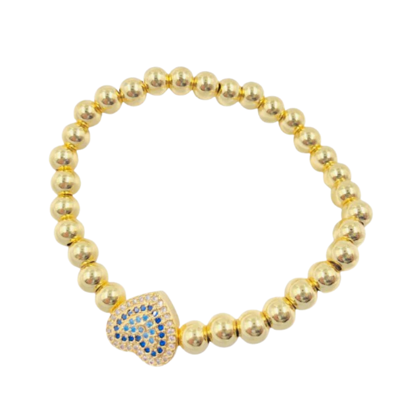 Imagen del producto: Pulsera graduable en rodio corazon grande con microcircones azules